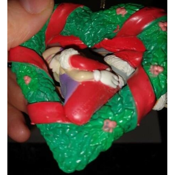 BUGGS Bunny BABS BUNNY 1998 Vintage HEART WREATH TREE Christmas Ornament WARNER - Picture 6 of 6